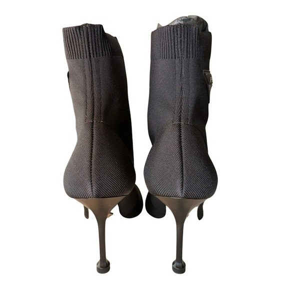 Prada Black Sock Ankle Boots Stiletto Heel Logo Triangle Women's Size 39.5 Italy - Picture 3 of 10